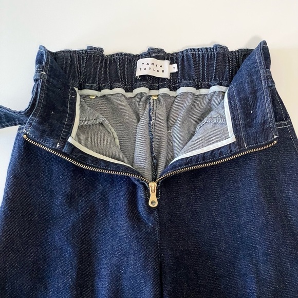Tanya Taylor Jemma Pant High Waist Wide Leg Flare Denim Cropped Jean Indigo 2 - Picture 10 of 16